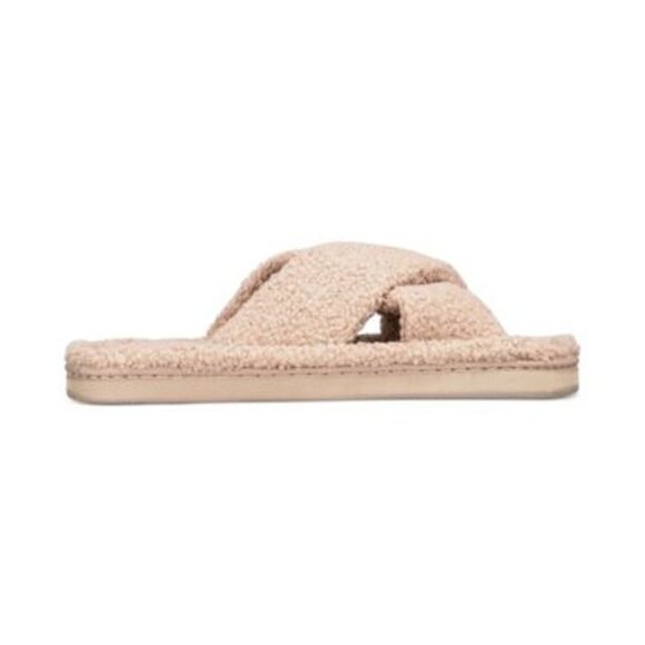 Jenni Womens 11/12 Faux-Sherpa Cross-Strap Slide Boxed Slippers Toffee $35 157 - Picture 2 of 9